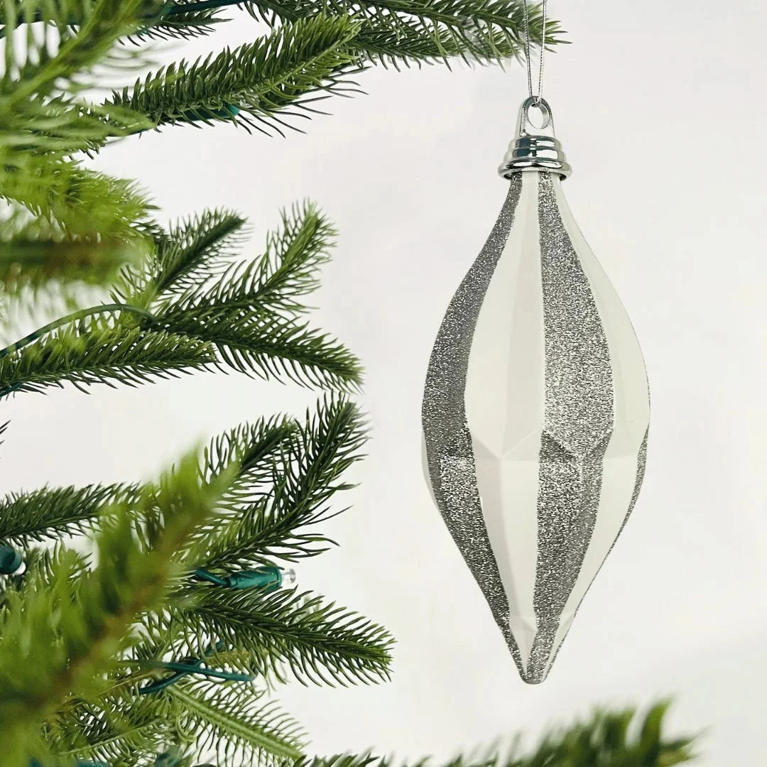 Matte White with Silver Glitter Shuttle Ornament