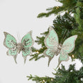 Mint Green With Gold Glitter Butterfly Clip-On Ornament