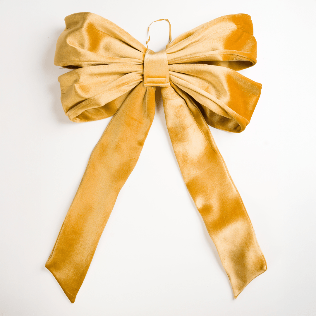 Mustard Velvet Festive Large Bow Topper