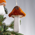 Orange & White Mushroom Ornament With Rhinestones