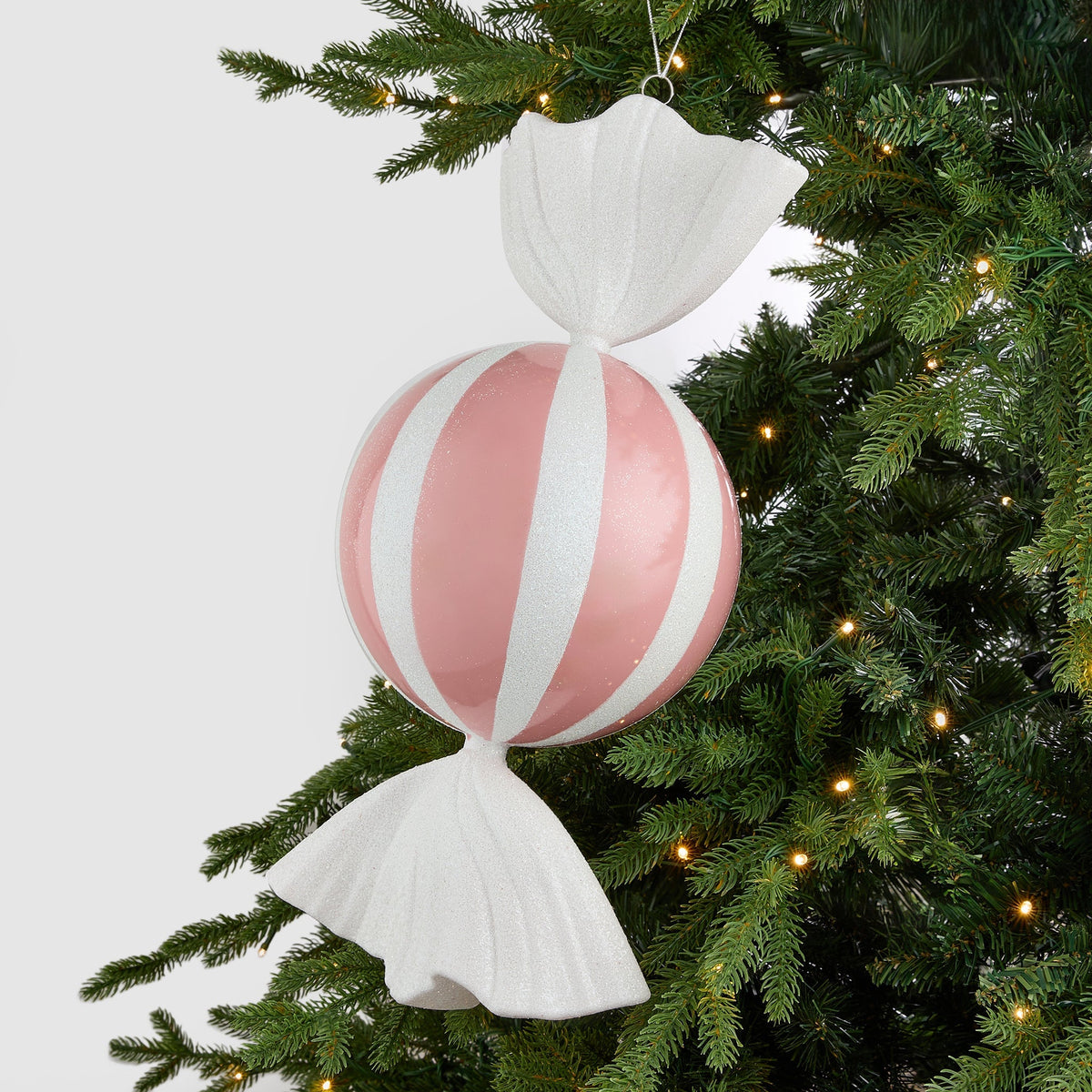 Pink Glitter Dusted Large Candy Ornament