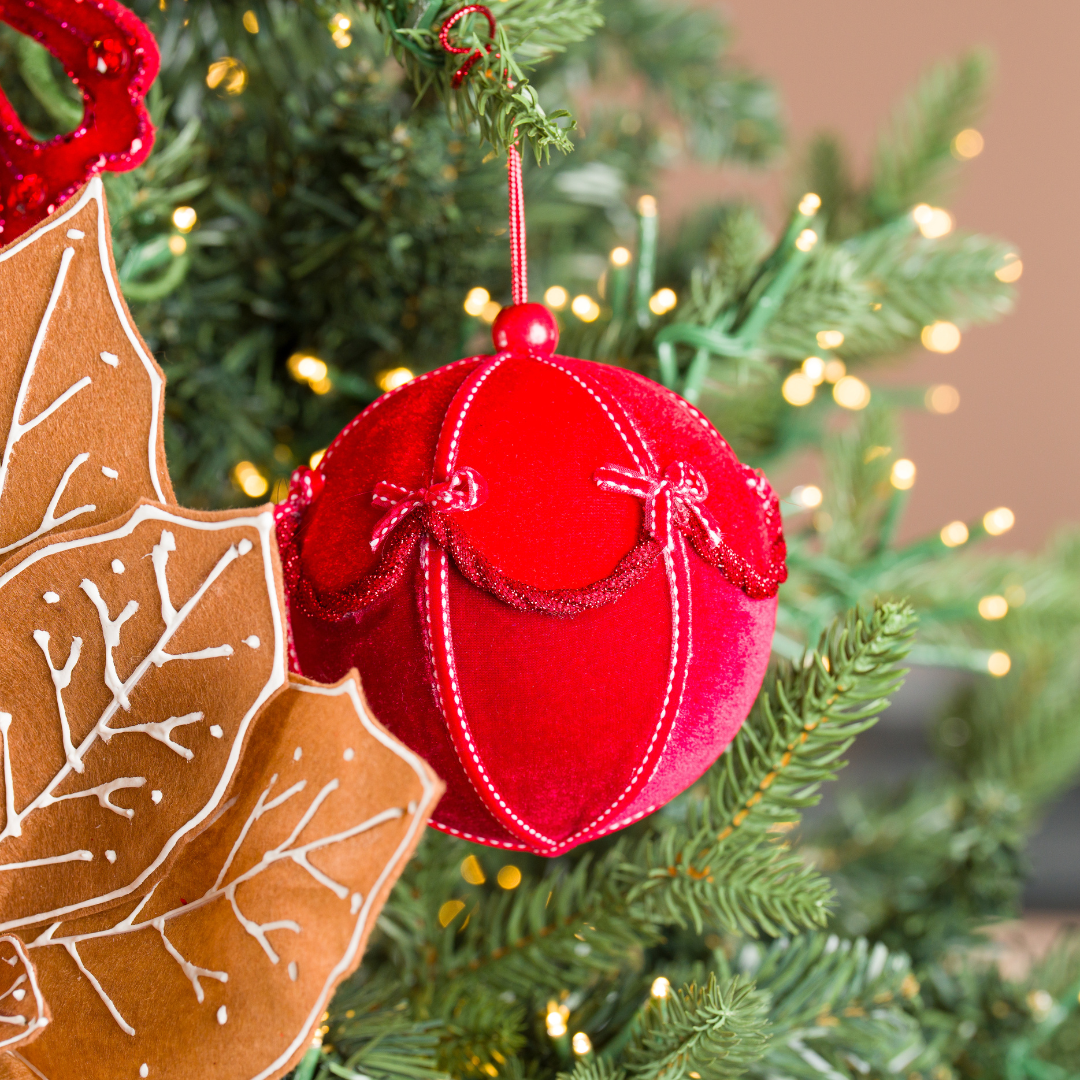 Red Ball Ornament with Bow