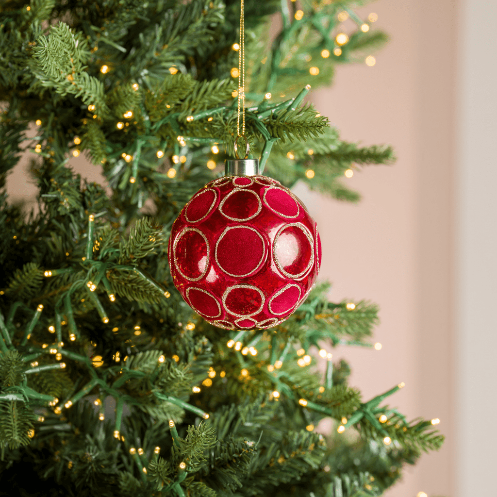 Red Glass Ball with Red Velvet Spheres