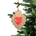 Red & Gold Hand Hammered Heart Ornament