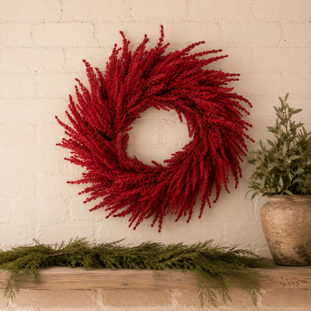 Red Real Touch Amaranthus Wreath 30"