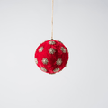 Red Sunflower Rhinestone Velvet 4" Ball Ornament