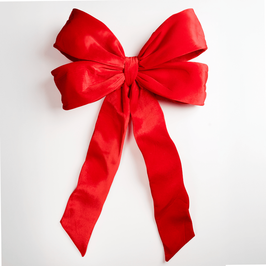 Bright Red Velvet Festive Bow Topper
