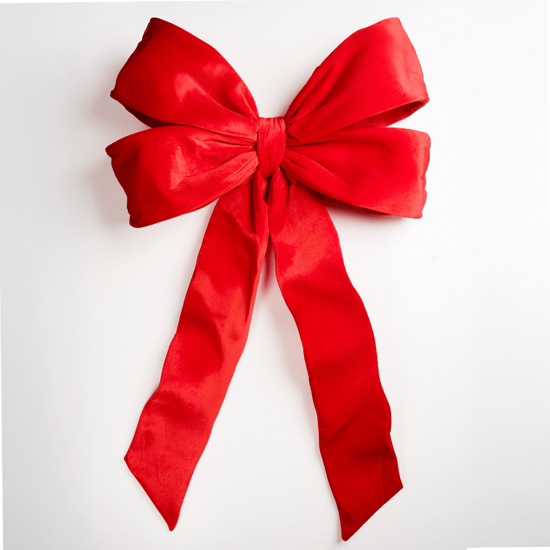 Bright Red Velvet Festive Bow Topper