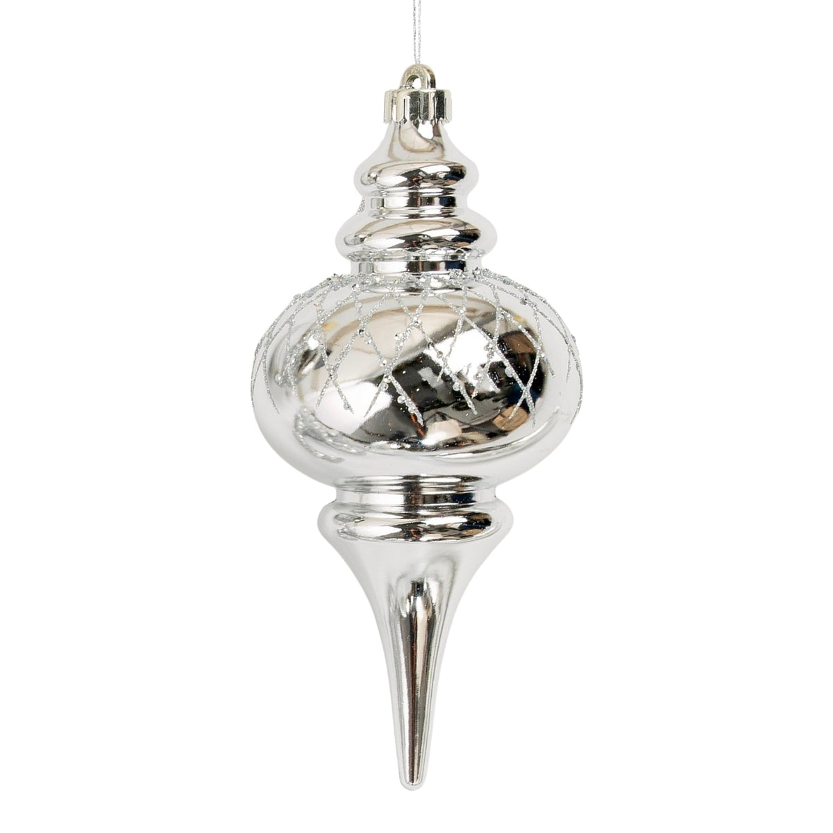 Shiny Silver 10" Finial Ornament