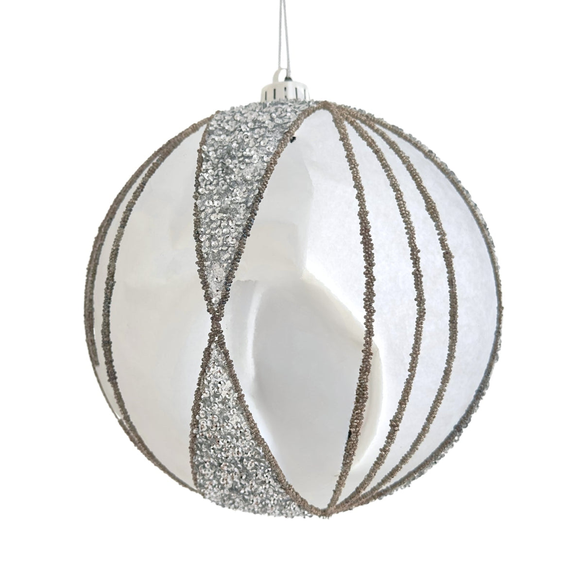 Shiny Silver 6" Textured Ball Ornament