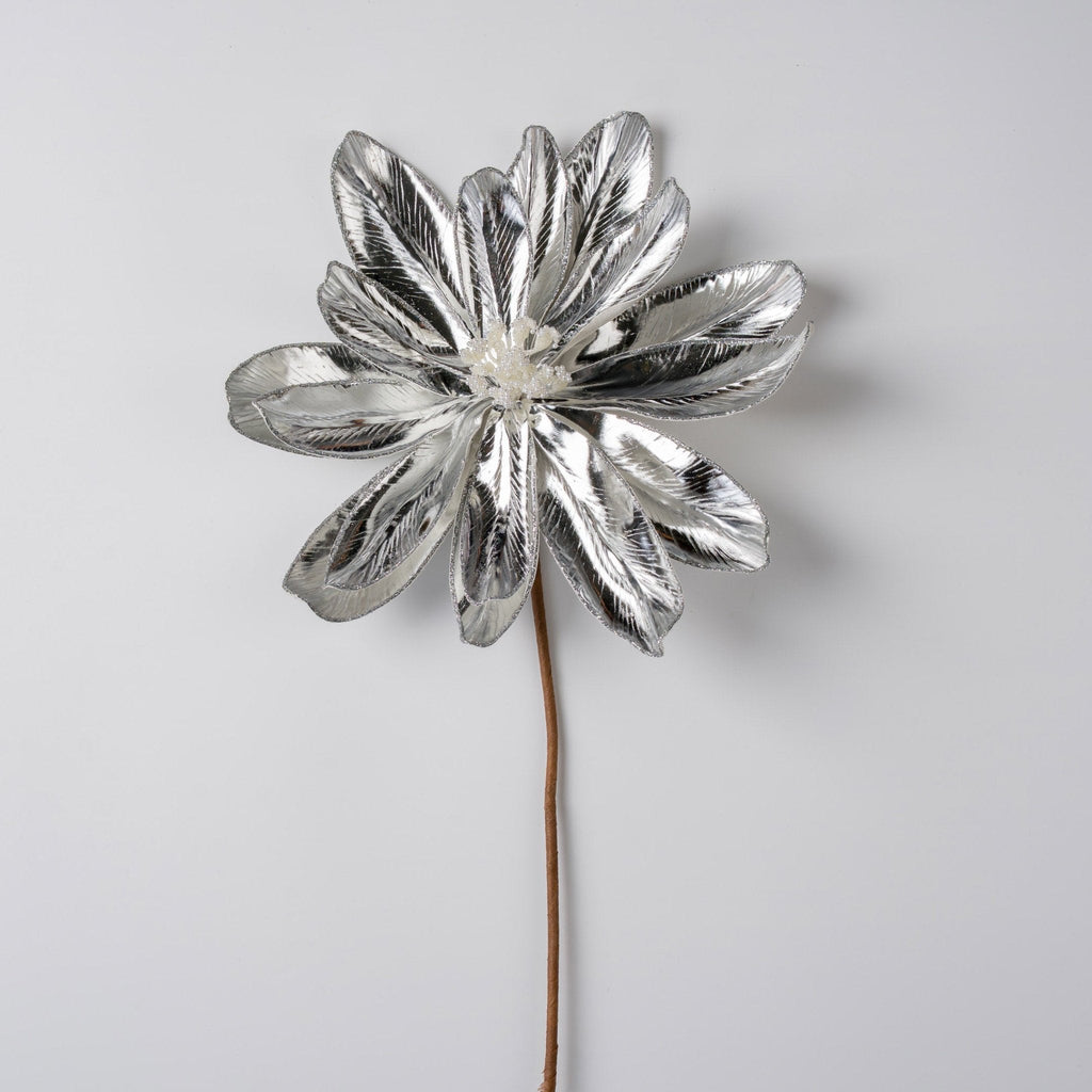 Silver Blooming Magnolia Pick with Pearl buds