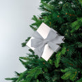 Silver Gift-Box Ornament with White Bow