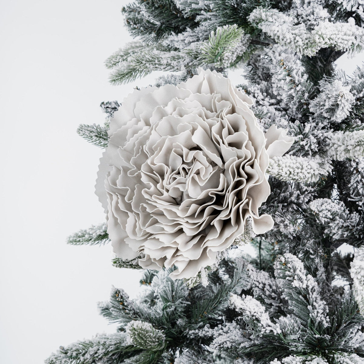 Silver Glitter Carnation Flower Ornament