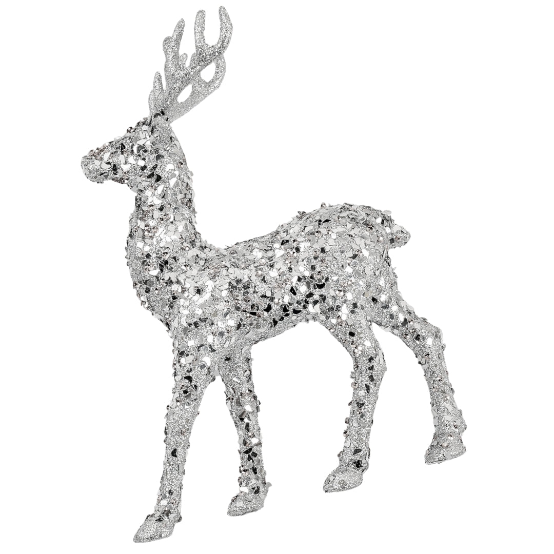 Silver Sequin Deer Ornament