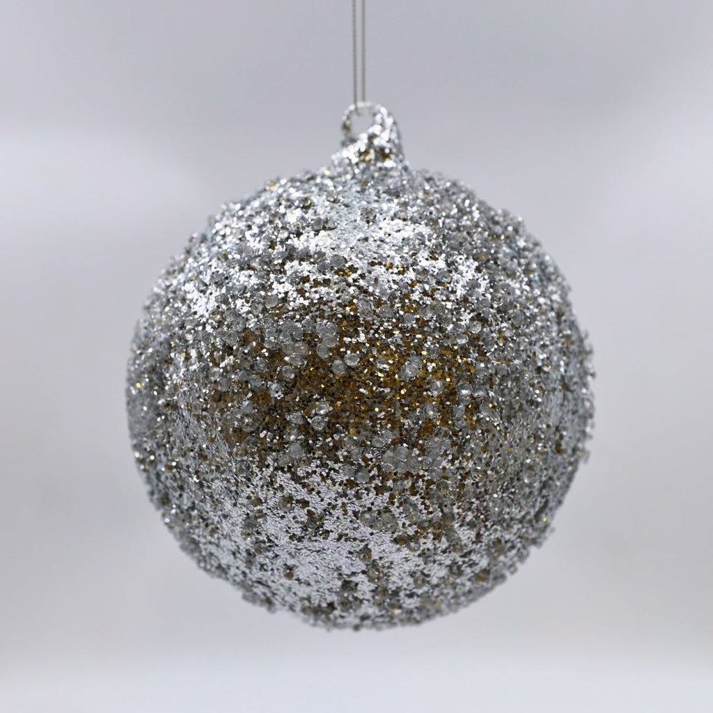 Silver Sugarbead Ball Ornament