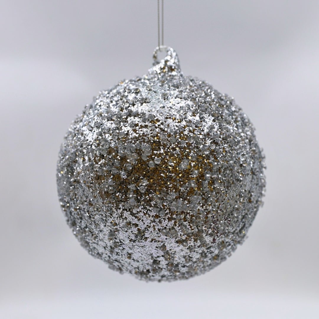 Silver Sugarbead Ball Ornament