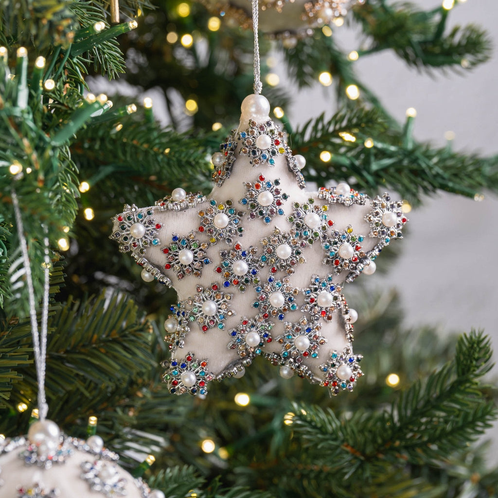 Embellished Ornament with Rainbow Stones & Pearls
