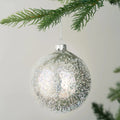Sugar Crystal Silver Ball Ornament With Glitter