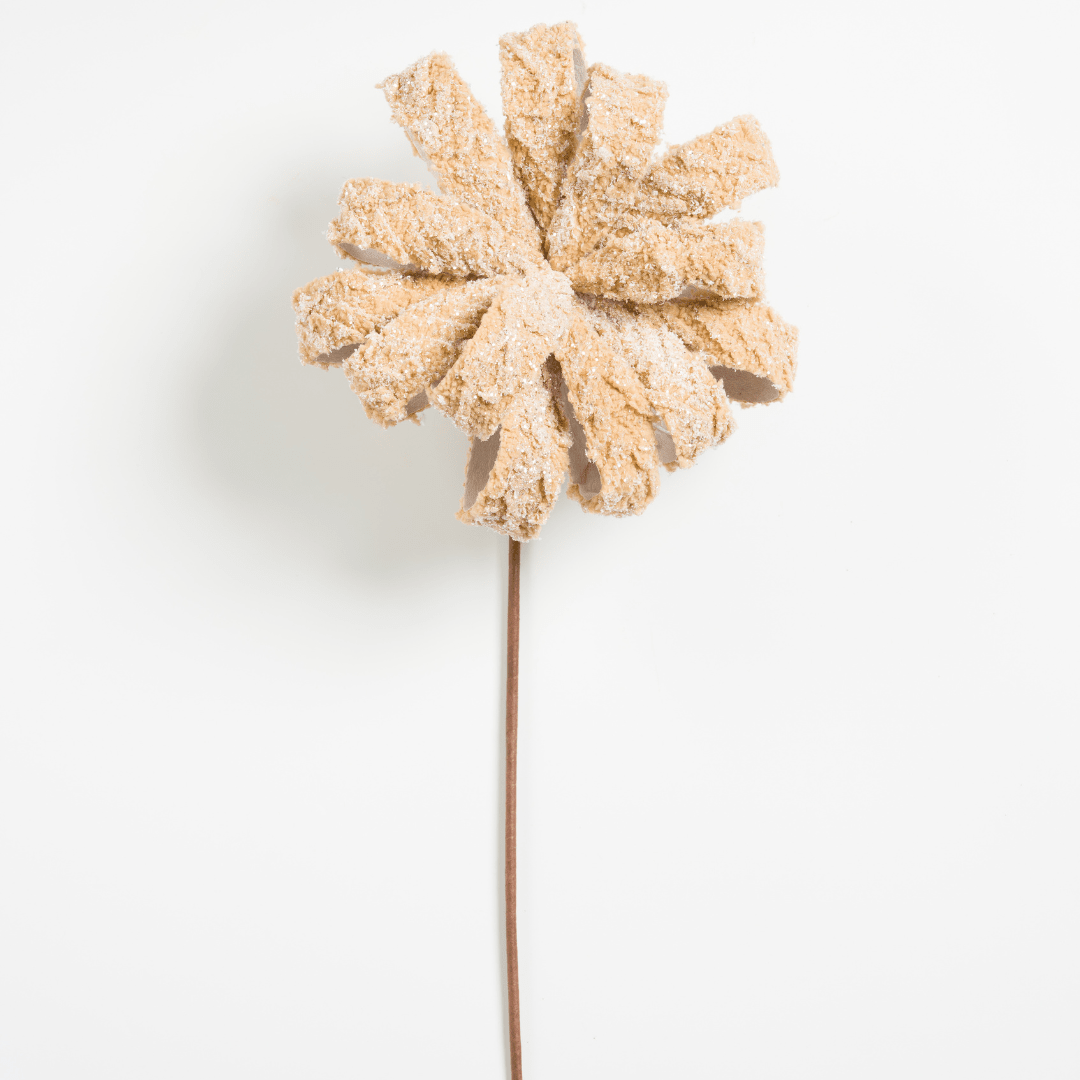 Taupe Burlap Flower Pick