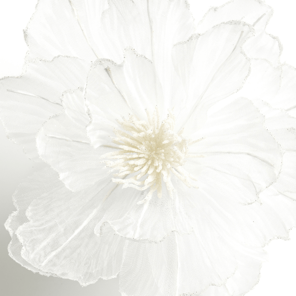 White Fabric Flower Pick