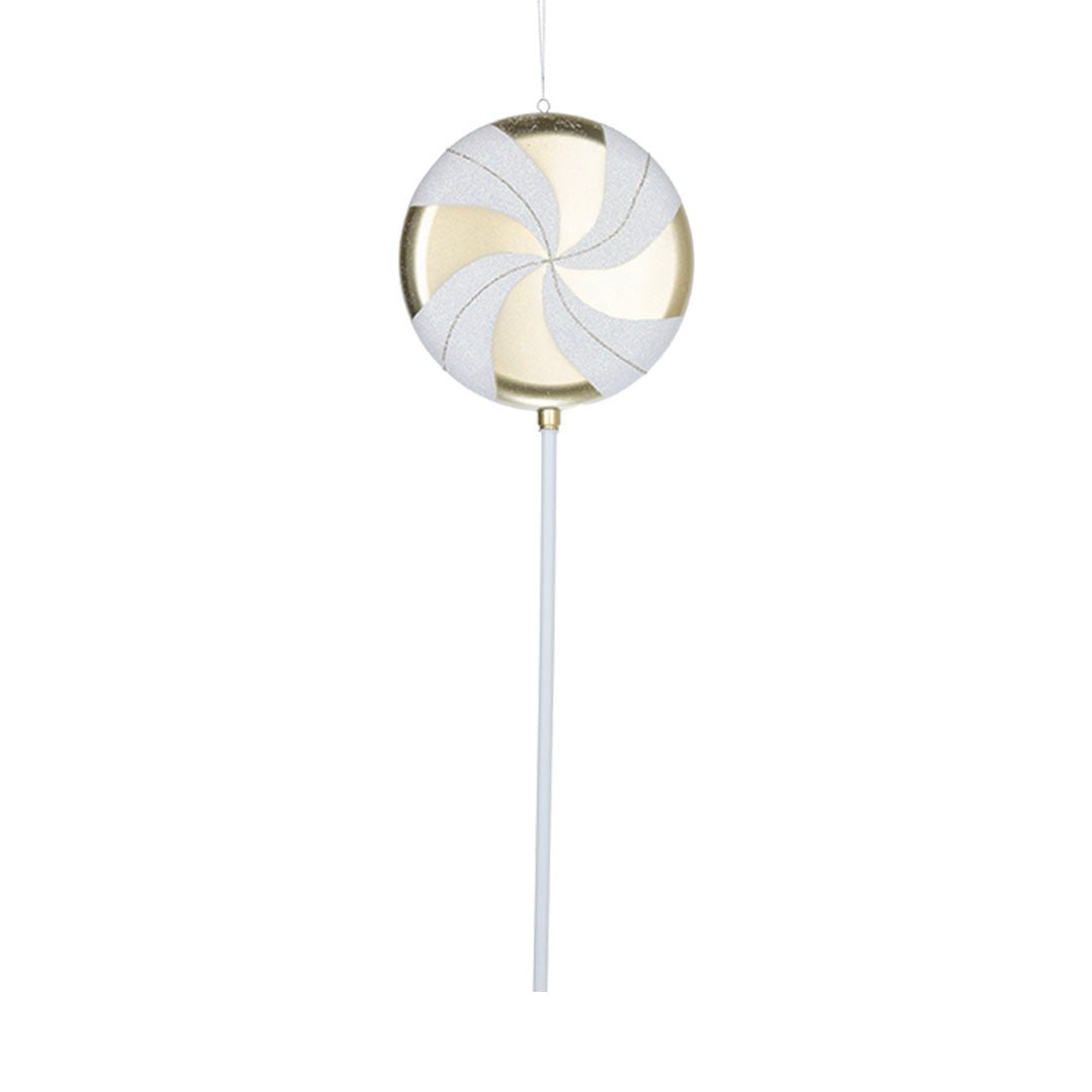 White & Shiny Champagne 24" Swirl Lollipop Ornament