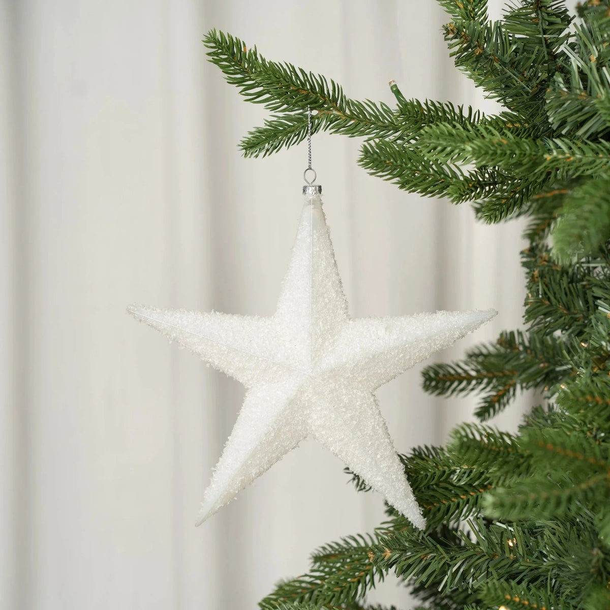 White Star Ornament With Snow Dust
