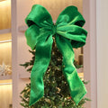 Christmas Green Wired Velvet Bow Topper