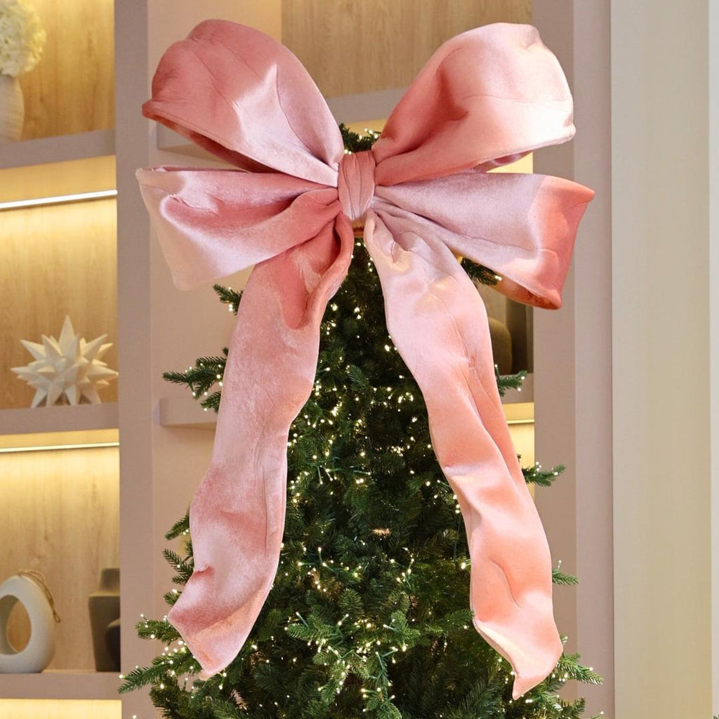 Pink Wired Velvet Bow Topper