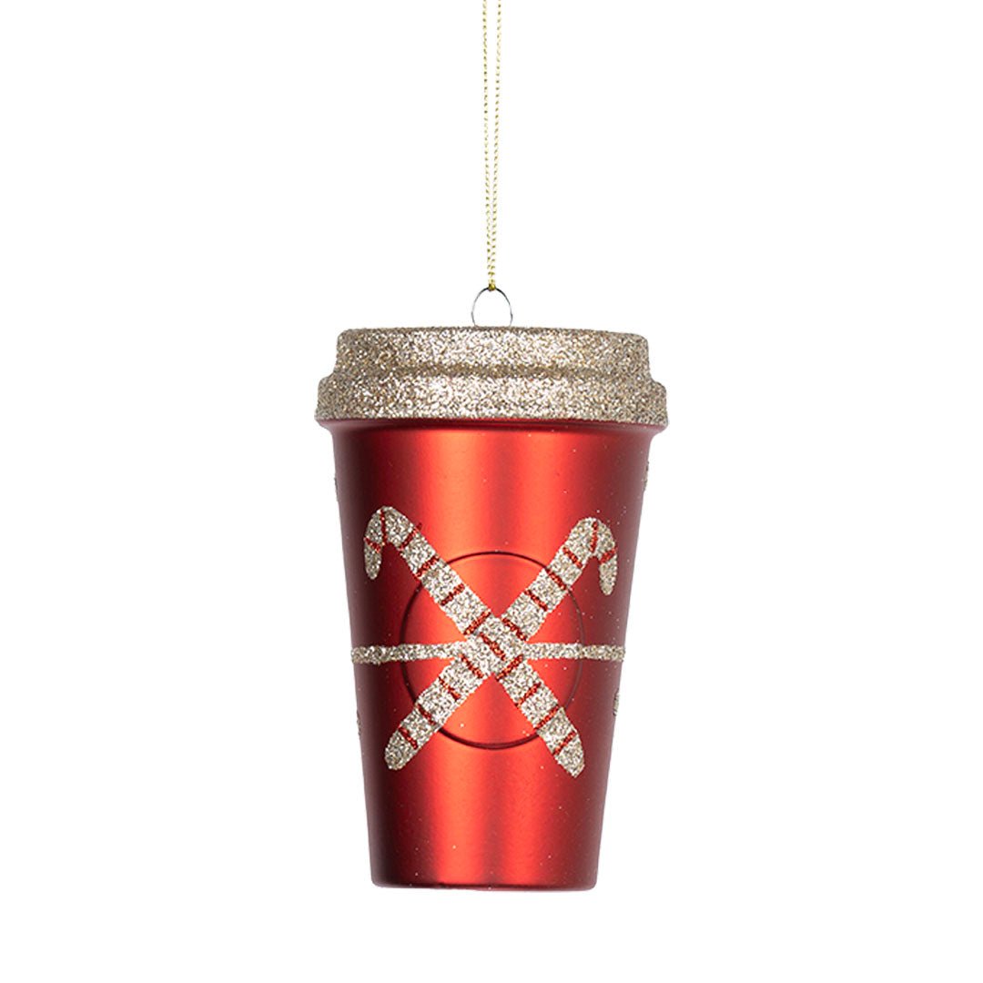 Yuletide Red & Champagne Glitter Coffee Cup Ornament